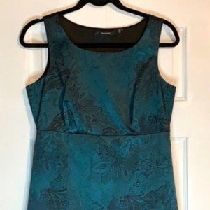 NWT Tahari Black Teal Paisley Burnout Sleeveless Dress Size 8 Sheath